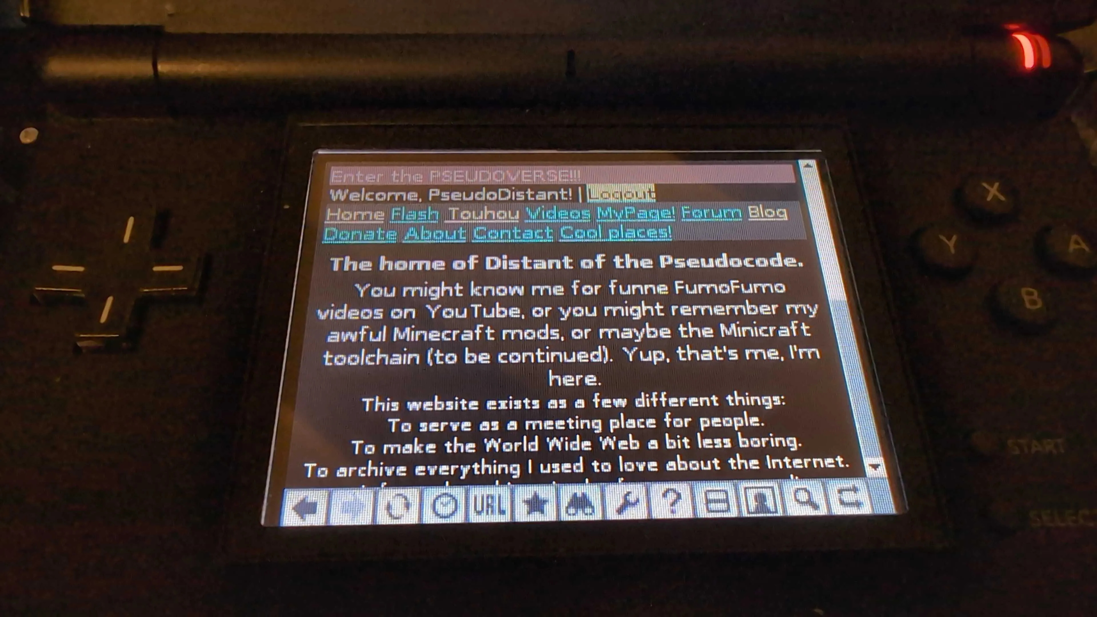 The site on the Nintendo DS!